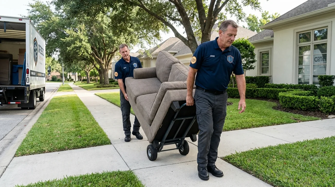 Local residential moving crew loading furniture in Tama, IA